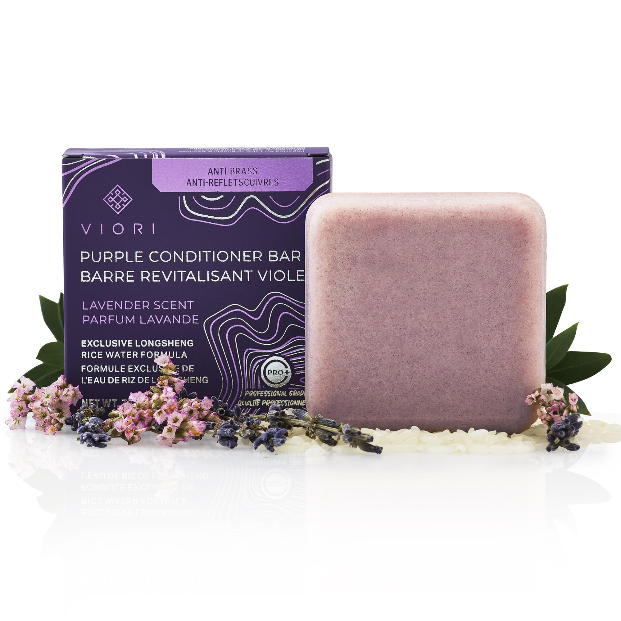 Viori Purple Conditioner Bar - Handcrafted with Longsheng Rice Water & Natural Ingredients - Blonde Hair Toner to Neutralize Brassy Tones